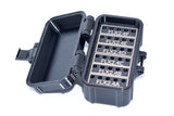Black plastic case with labeled compartments on a white background, FLK4.2 FLEX MMS